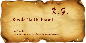 Kovátsik Fanni névjegykártya